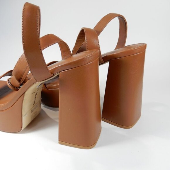 Larroude Dolly Block Heel Platform SANDALS Size 10 Brown Leather NEW $315 - Picture 6 of 16
